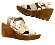 Anthropologie Barbara Barbieri Wedge Sandals Size 7.5 Italian Suede Taupe Shoes