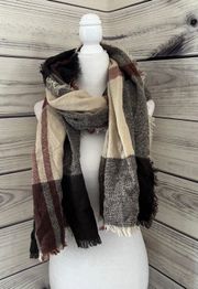 Tan & Red Plaid Scarf 