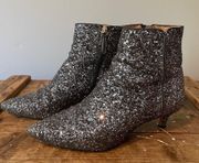 J. Crew Ankle Boots Silver Glitter