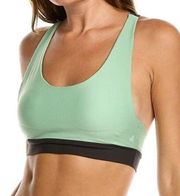 We wore what solid scoop bra top small green and black cross back