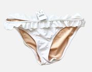 NWT J. Crew White Bikini Hipster Bottoms with Ruffle Size Small