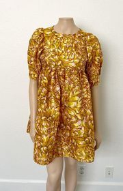 [Kika Vargas] Target Size XXS Yellow Gold Mum Floral Puff Sleeve Mini Dress NWT