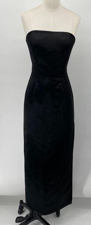 Vintage 90s Gunne Sax Jessica McClintock Column Gown Maxi Dress Strapless Satin
