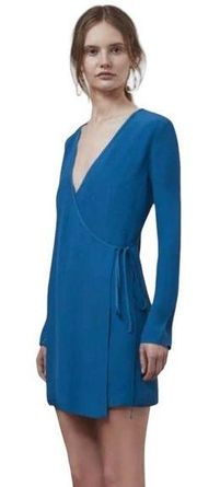 Keepsake The Label Womens Capture Long Sleeve Wrap Dress Size XS Marine Blue