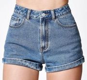 John Galt Brandy Melville High Rise Cuffed Denim Blue Jean Shorts Women’s Sz 26