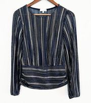 sheer metallic blouson top Medium EUC