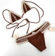 NWT Ale by Alessandra Faux Suede Bikini Boho Small