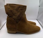 Michael Kors Brown Suede leather Perforated mid Ankle Boots 11M