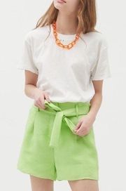 J.O.A Linen Paperbag Short Lime Green