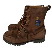 Polo Ralph Lauren RANGER Bear Combat suede Boot Leather Brown men 7.5 women 9