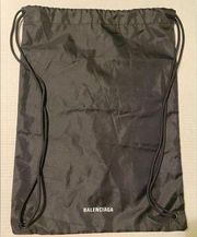 New Authentic Balenciaga Black Nylon Drawstring Backpack/Dust Bag