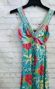 TOMMY Bahama Hawaiian Print Floral Barbie Y2K Dress, crochet, wrap, sz XS