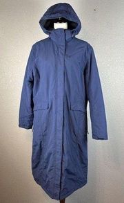 Lands End Women The Squall Hooded Parka Long Winter Coat Size Large L 14-16 Blue