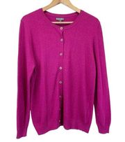 Nicole Miller Women XL Cardigan Sweater Berry Pink Silver Metallic Preppy Button