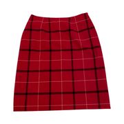 Petite Sophisticate Red Plaid Pencil Skirt