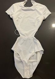 Cross Back White Bodysuit