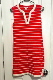 Nautica Women's Breton Stripes Sleeveless V-Neck Stretch Cotton Polo Dre…