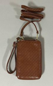 Brown Leather Crossbody Wallet Wristlet Bag Purse Mini Pocketbook 👜✨