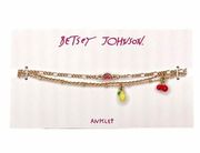 Betsey Johnson Mixed Fruit Charm Anklet Set, Gold