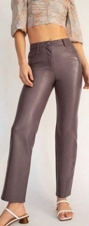 Aritzia WILFRED MELINA SPARROW TAUPE MOINEAU High-Rise Vegan Leather Pant Size 4