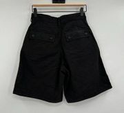 Everlane The Tourist Black Cotton Linen High Waist Short