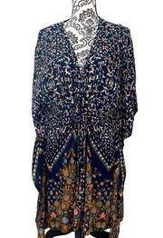 Patrons of Peace Boho Long Swim Coverup Kimono Duster Oversized XS.