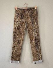 Tory Burch snake print cropped Y2k low rise jeans size 25