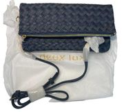 Nwt Sole Society Woven Crossbody Bag Blue Foldover Zip Chain Shoulder Small