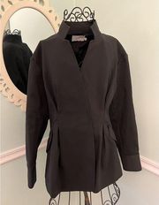 Rebecca Minkoff Black Amber Black Wrap Jacket Blazer size 6 Small  Collared