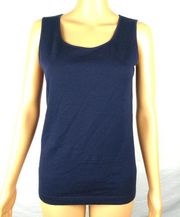 Lafayette 148 100% Wool Navy Blue Sleeveless Scoop Neck Pullover Sweater Small