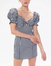 Urban Outfitters  nwt black and white gingham plaid puff sleeve mini dress size x