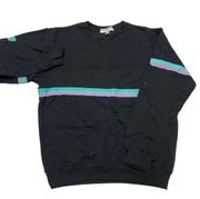 Sub_Urban Riot Sweatshirt Womens X Small Black Blue Stripe Crew Neck Comfy Cozy