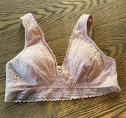 Maurice’s Blush Pink Deep V Plunge Lacy Bralette size Large with Padding