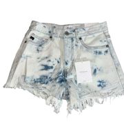 NWT KanCan Edge Acid Wash cotton Raw Cut Denim Shorts Size Small