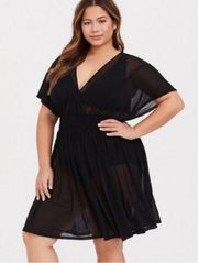 TORRID BLACK MESH DRESS SWIM COVER UP dress Black 3x