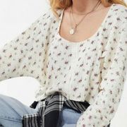 Urban Outfitters  Blithe Floral Ribbed Long Sleeve Sweater Crop Top Y2K 2000