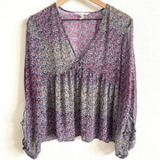 BCBGeneration Multicolor Pastel Floral V-Neck Chiffon Blouse Women’s Medium