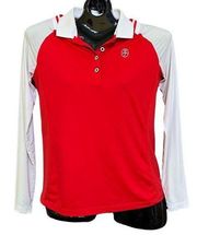 Jersey Lomellina Red White Lightweight Raglan Sleeve Golf Polo Top