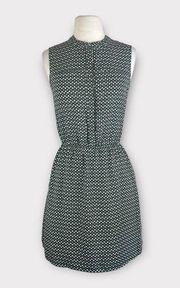 Merona | Olive Green Geometric Printed Sleeveless Dress with Pockets | XS