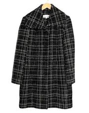 Calvin Klein Black & White Plaid Wool Blend Lined Overcoat Coat Women’s Size 8