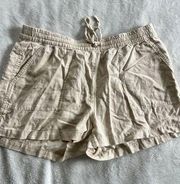 J. Crew Shorts Drawstring Pockets Elastic Waist Mid Rise Pull On Tan Medium