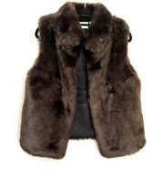 Faux Fur Vest Brown S