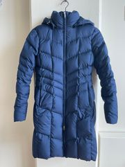 Lands' End Chevron Down Long Coat in Navy Size XS