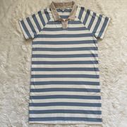 Toad&Co Dress Yerba Rugby Short Sleeve Collared Pockets Mini Blue Stripe S