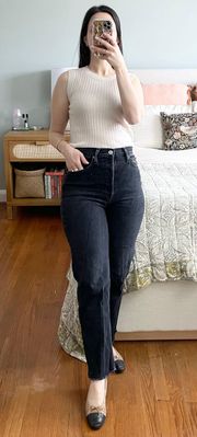 Black 70s Stove Pipe Jeans