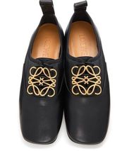 Loewe Black Leather Anagram Logo Flat Derby Shoes Size 36