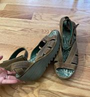 Fly London Yisa Leather Open Toe Strappy Slingback Wedge Sandals Size 38 (7.5-8)