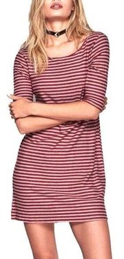 Free People Back Cutout Striped Jersey Dress Red Gray Size M