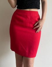 Red Pencil Skirt Dana Buchanan Size 6 Wool