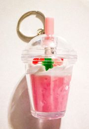 Kawaii Pink Resin Drink Keychain